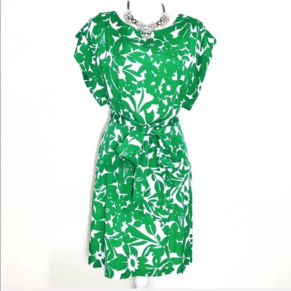 Eliza J Flutter Sleeve green Floral belted Dress - Picture 2 of 7